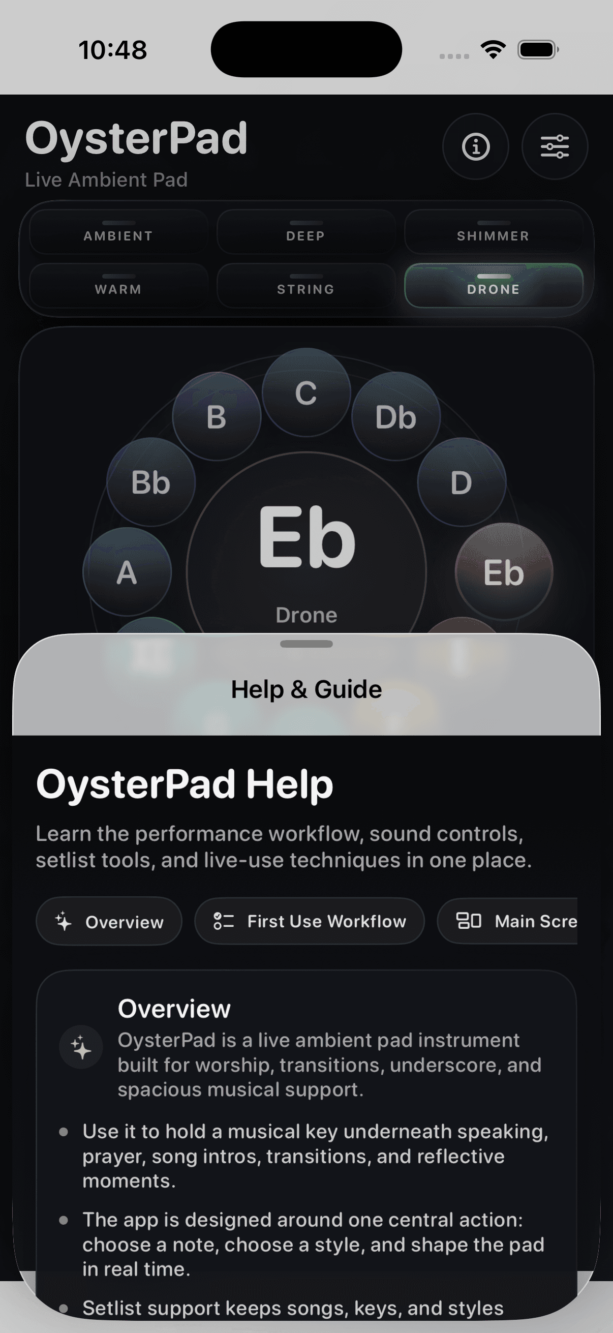 OysterPad in-app Help & Guide